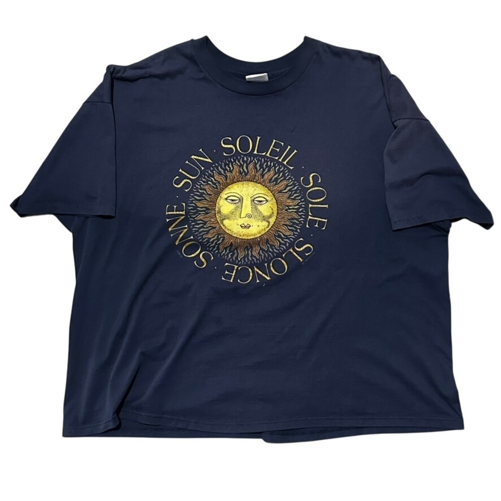 Vintage Sonne Sun Soleil Slonce Navy Blue Graphic T-Shirt XXXL 90s Single Stitch